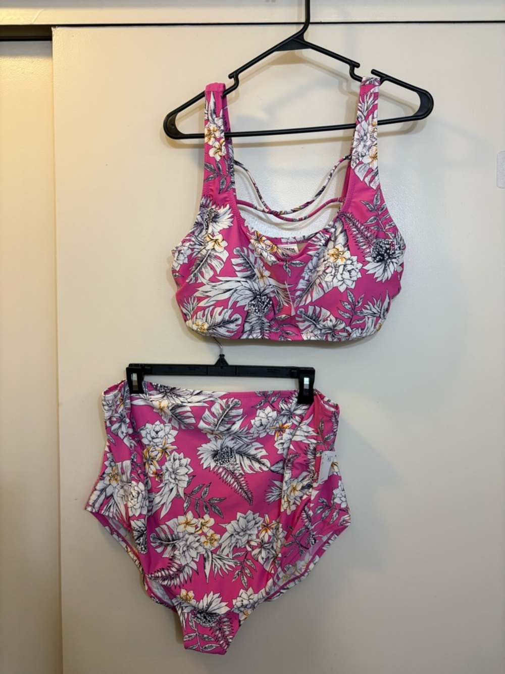 Motherhood Maternity Beach Bump Pink Floral Maternity Swim Top and bottoms.